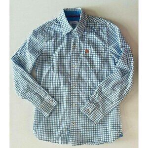 Mini Boden Checkered Gingham Long Sleeve Polo Shirt - Size 9/10